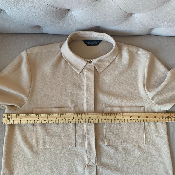 Dorothry Perkins Beige Collar ¾ Length Sleeve Blouse Corpcore Siren Minimalist - Picture 13 of 14